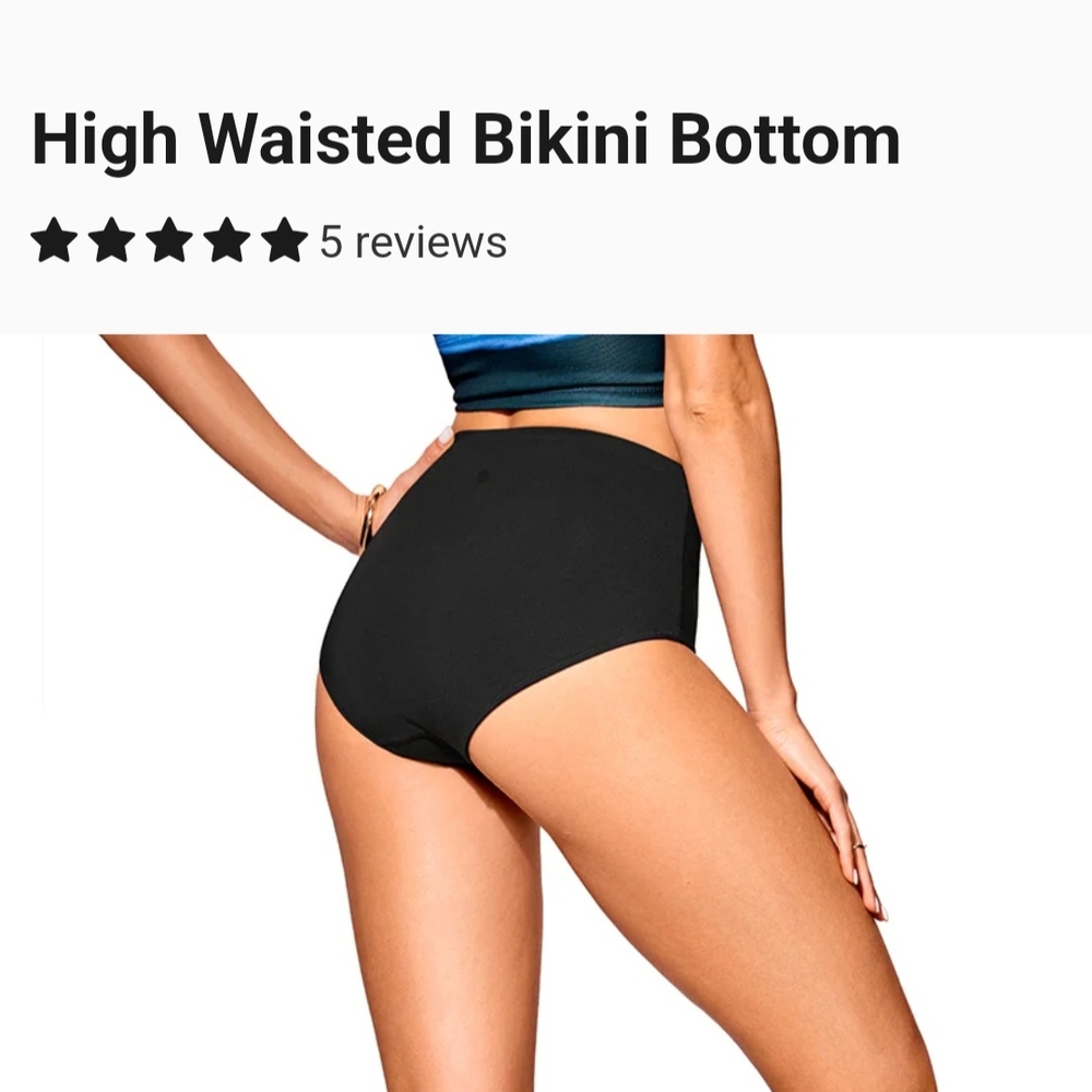 CRZ YOGA High-Waisted Black Swim Bottoms - Picture 3 of 4
